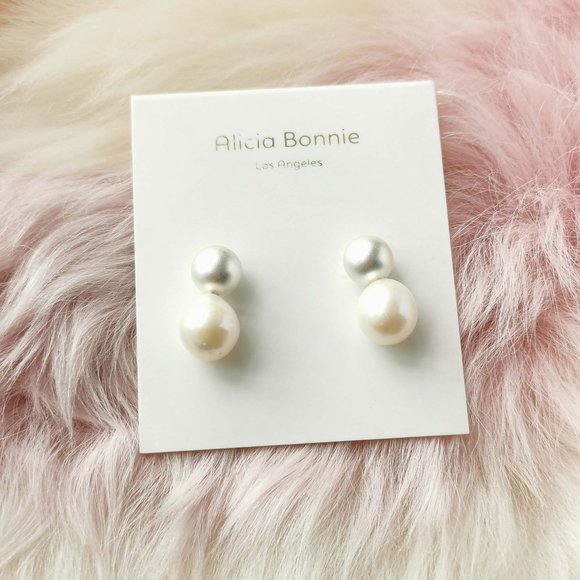 Alicia Bonnie silver Vera Pearl Earrings - Picture 1 of 3